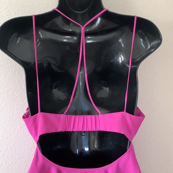 Express Purple V Neckline Empire Waist Cutout Back Strappy Tank Top - Picture 7 of 9